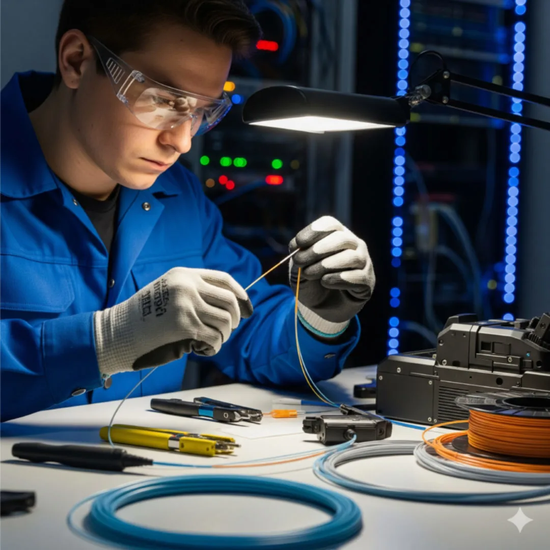 Instalación de fibra óptica trabajo